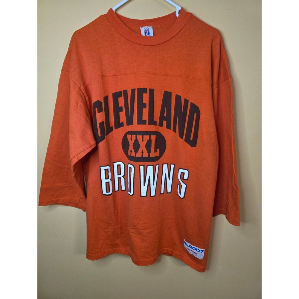 Vintage Logo 7 Cleveland Browns Shirt Mens XL Orange NFL Football Made in USA